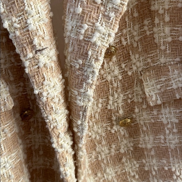Zara Cream Tweed Blazer Jacket - Picture 6 of 8